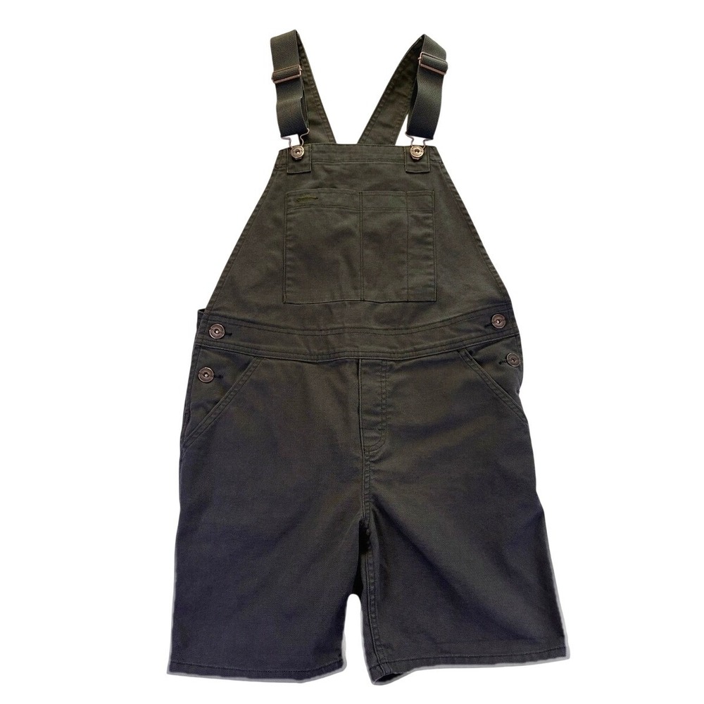 REI Co-op Women Trailsmith Shortalls 4 Dark Olive Green Canvas Overalls Gorpcore